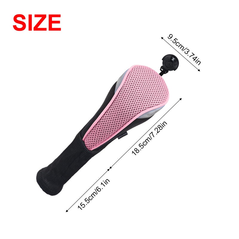 Andux 3pcs/Pack Long Neck Golf Hybrid Club Head Covers Dial No. Tag CTMT-02 Pink - Image 2